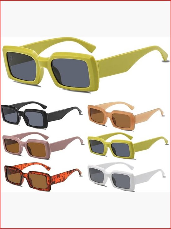 Retro Rectangle Sunglasses 6 Pack UV400 Protection Classic Style Unisex main image 6